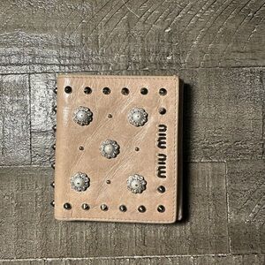 Miu Miu Tan Studded bifold Wallet
